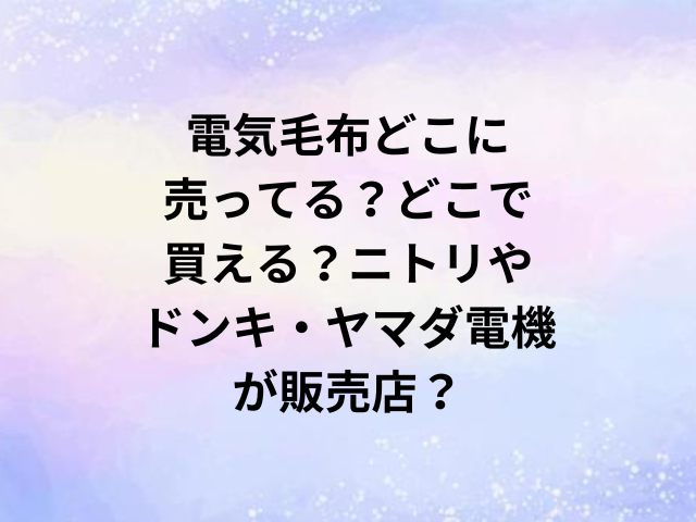電気毛布どこに売ってる？どこで買える？ニトリやドンキ・ヤマダ電機が販売店？