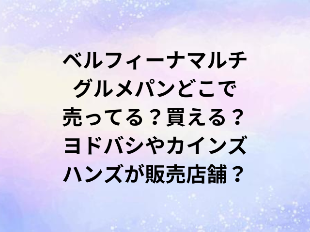 ベルフィーナマルチグルメパンどこで売ってる？買える？ヨドバシやカインズ・ハンズが販売店舗？